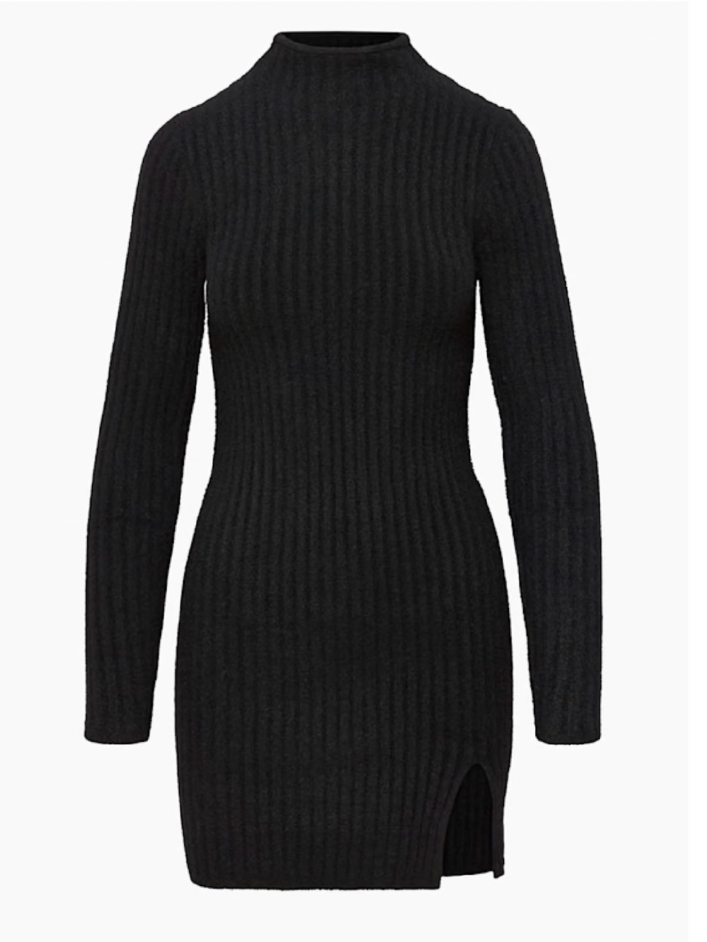 Black Rib-Knit Long Sleeve Mini Dress - Aritzia (Wilfred Free)